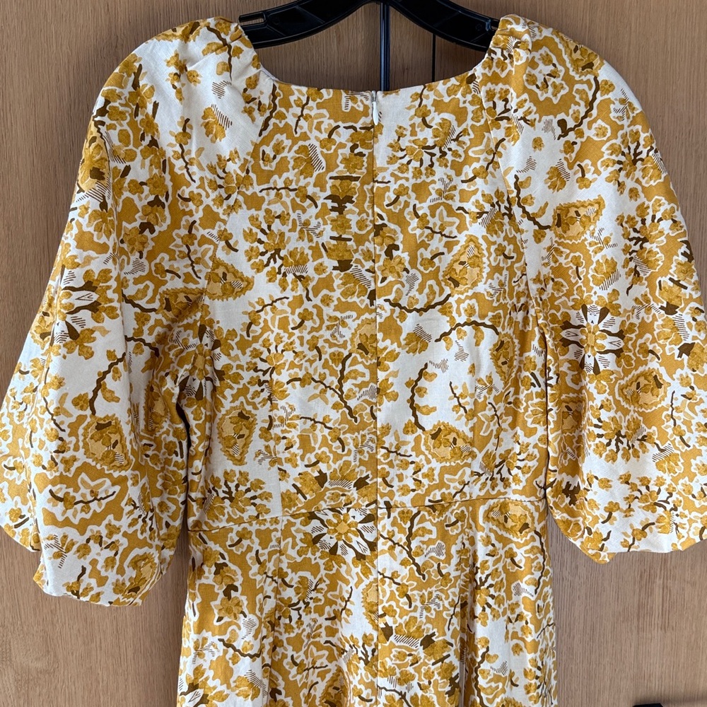 Sezane ROBE LONGUE NEOMIE ALCAZAR OCRE Yellow Floral Dress NWT SIZE 34 US 2 - Picture 13 of 16